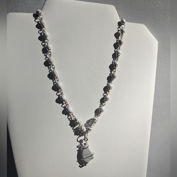 โจSOLDโจowlite Stone Necklace Handmade Silver Wi - Picture 9 of 10